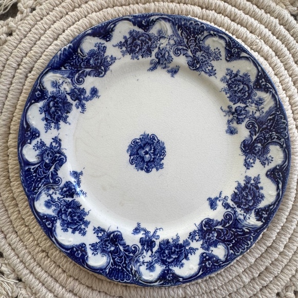 Pre-owned Flow Blue & White 8" Plate. Upper Hanley VICTORIA Pottery of England - Picture 1 of 8